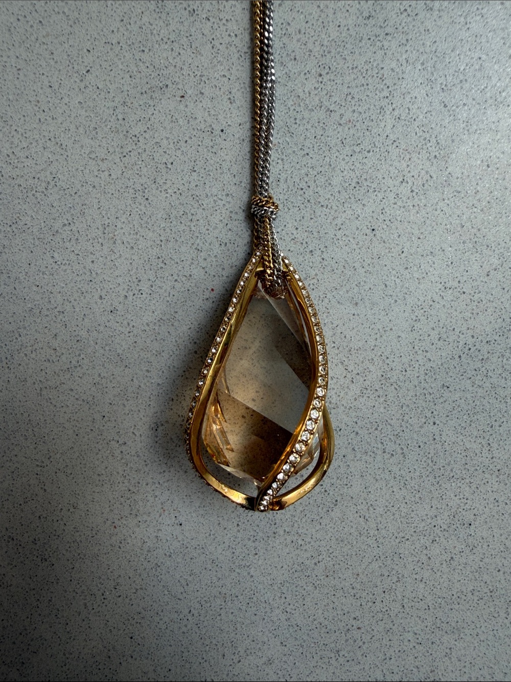 Swarovski Gold-Tone Teardrop Necklace with Clear Crystal
